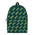 Green Dragonfly Pattern Print School Backpack