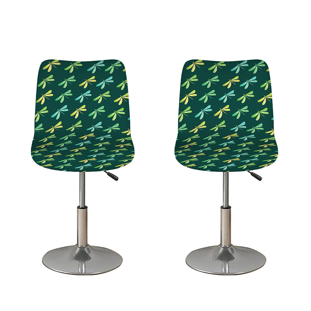 Green Dragonfly Pattern Print Bar Stool Covers