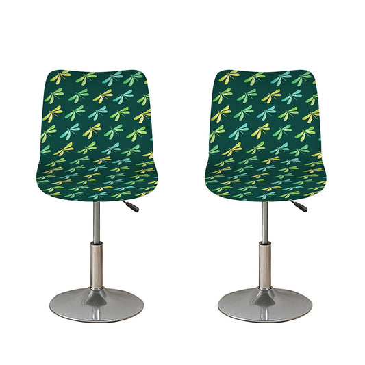 Green Dragonfly Pattern Print Bar Stool Covers