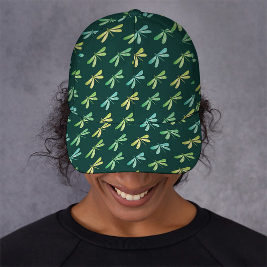 Green Dragonfly Pattern Print Baseball Cap