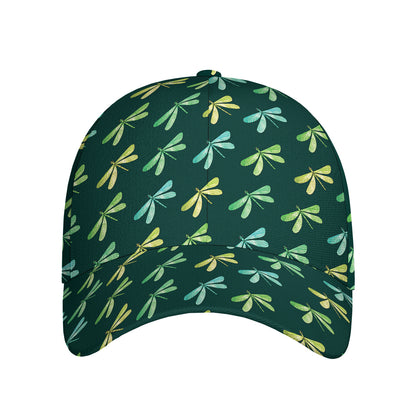 Green Dragonfly Pattern Print Baseball Cap