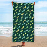 Green Dragonfly Pattern Print Beach Towel