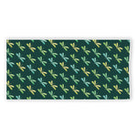 Green Dragonfly Pattern Print Beach Towel