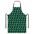 Green Dragonfly Pattern Print Bib Apron With Pocket