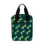 Green Dragonfly Pattern Print Bible Tote Bag