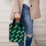 Green Dragonfly Pattern Print Bible Tote Bag