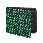 Green Dragonfly Pattern Print Bifold Wallet
