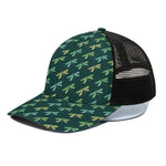 Green Dragonfly Pattern Print Black Mesh Trucker Cap