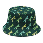 Green Dragonfly Pattern Print Bucket Hat