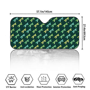 Green Dragonfly Pattern Print Car Windshield Sun Shade