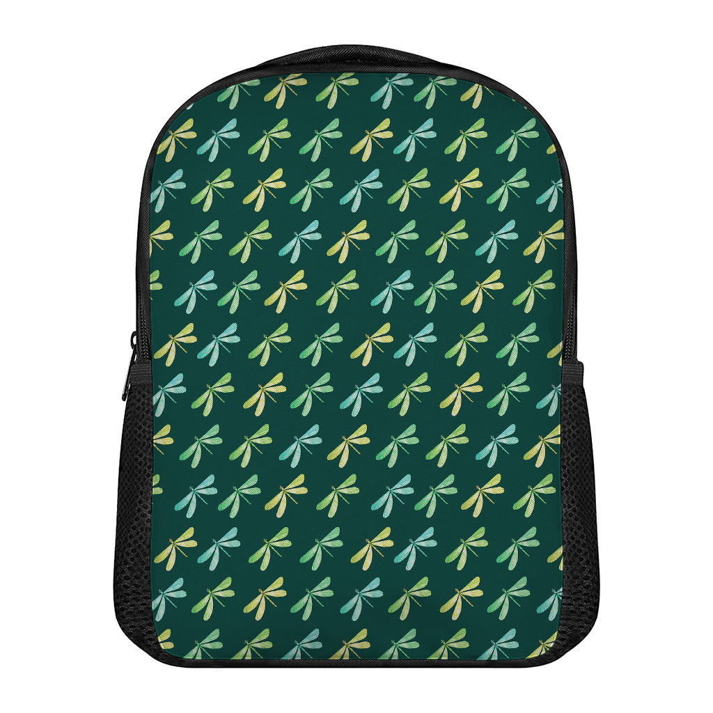 Green Dragonfly Pattern Print Casual Backpack