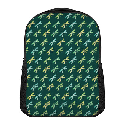 Green Dragonfly Pattern Print Casual Backpack