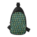 Green Dragonfly Pattern Print Chest Bag