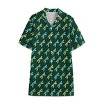Green Dragonfly Pattern Print Cotton Hawaiian Shirt