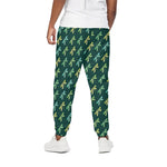 Green Dragonfly Pattern Print Cotton Pants