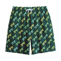 Green Dragonfly Pattern Print Cotton Shorts