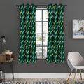 Green Dragonfly Pattern Print Grommet Curtain Panels