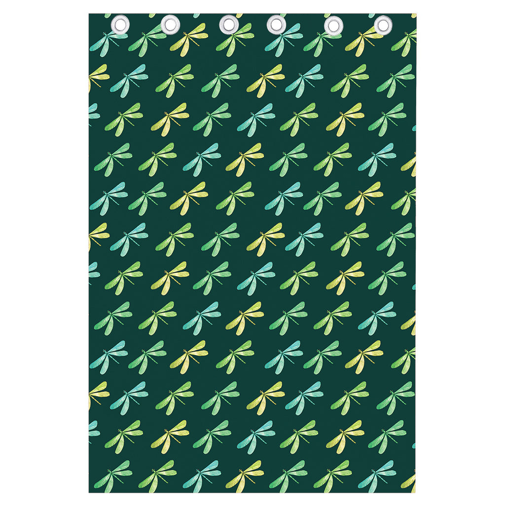 Green Dragonfly Pattern Print Curtain