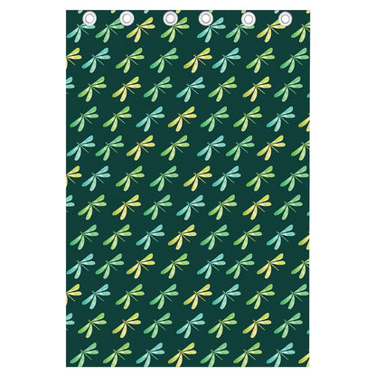 Green Dragonfly Pattern Print Curtain