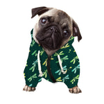 Green Dragonfly Pattern Print Dog Zip Up Hoodie