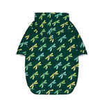 Green Dragonfly Pattern Print Dog Zip Up Hoodie