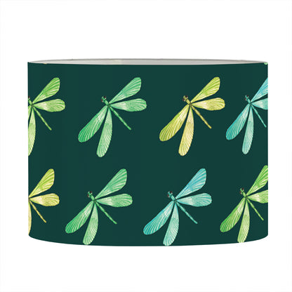Green Dragonfly Pattern Print Drum Lamp Shade