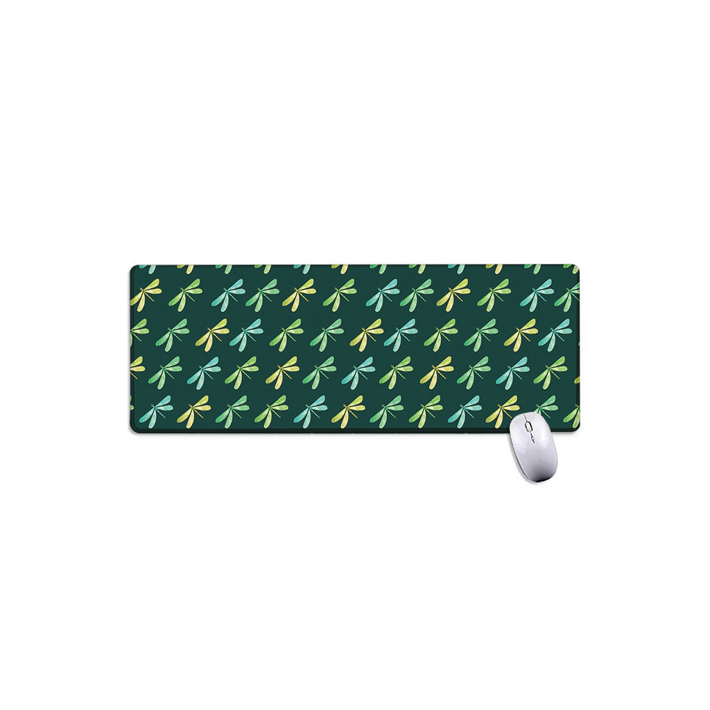 Green Dragonfly Pattern Print Extended Mouse Pad