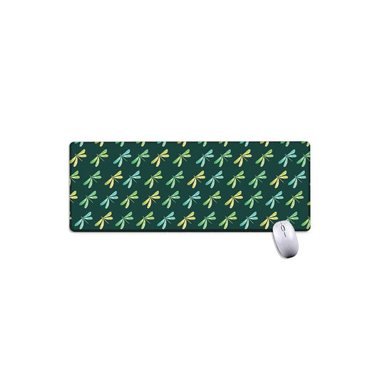 Green Dragonfly Pattern Print Extended Mouse Pad