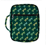 Green Dragonfly Pattern Print Front Pocket Bible Bag
