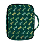 Green Dragonfly Pattern Print Front Pocket Bible Bag