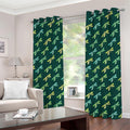 Green Dragonfly Pattern Print Grommet Curtains