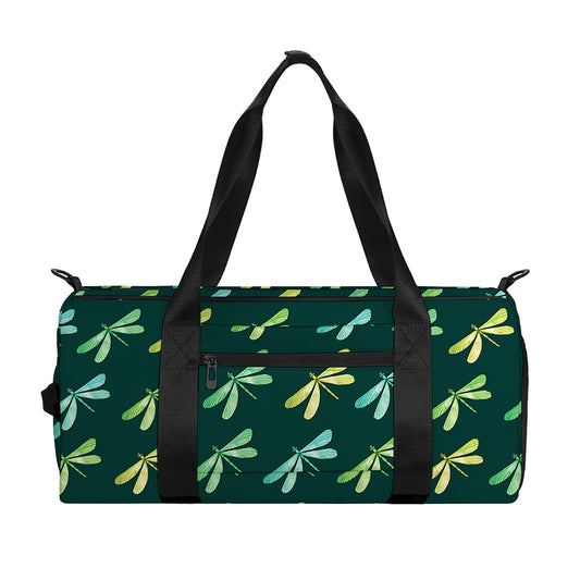 Green Dragonfly Pattern Print Gym Bag