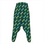 Green Dragonfly Pattern Print Hammer Pants