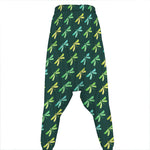 Green Dragonfly Pattern Print Hammer Pants