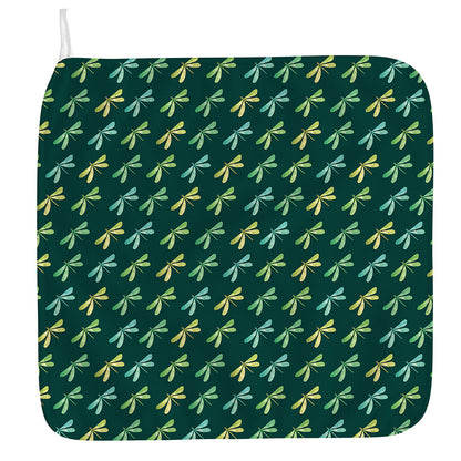 Green Dragonfly Pattern Print Hand Towel