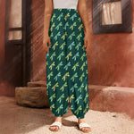 Green Dragonfly Pattern Print Harem Pants