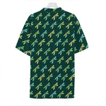 Green Dragonfly Pattern Print Hawaiian Shirt
