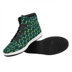 Green Dragonfly Pattern Print High Top Leather Sneakers