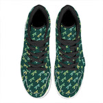 Green Dragonfly Pattern Print High Top Leather Sneakers