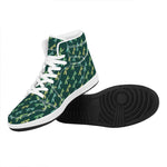 Green Dragonfly Pattern Print High Top Leather Sneakers