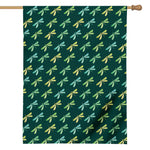 Green Dragonfly Pattern Print House Flag