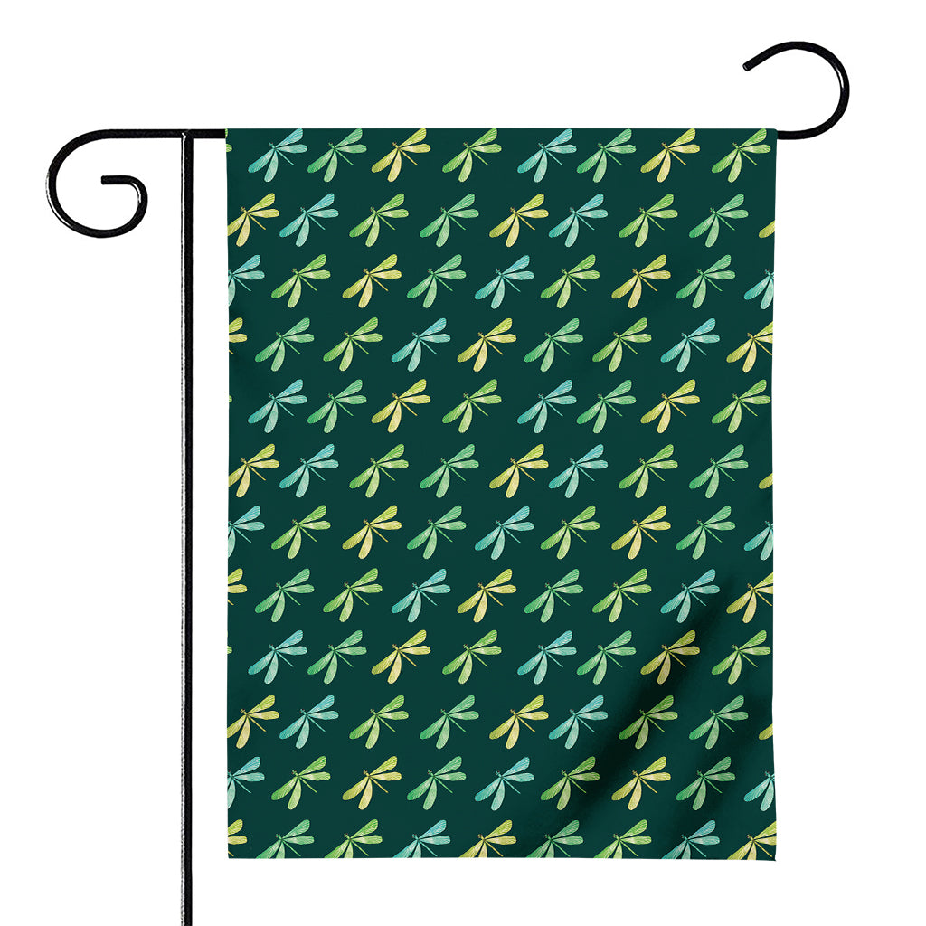 Green Dragonfly Pattern Print House Flag