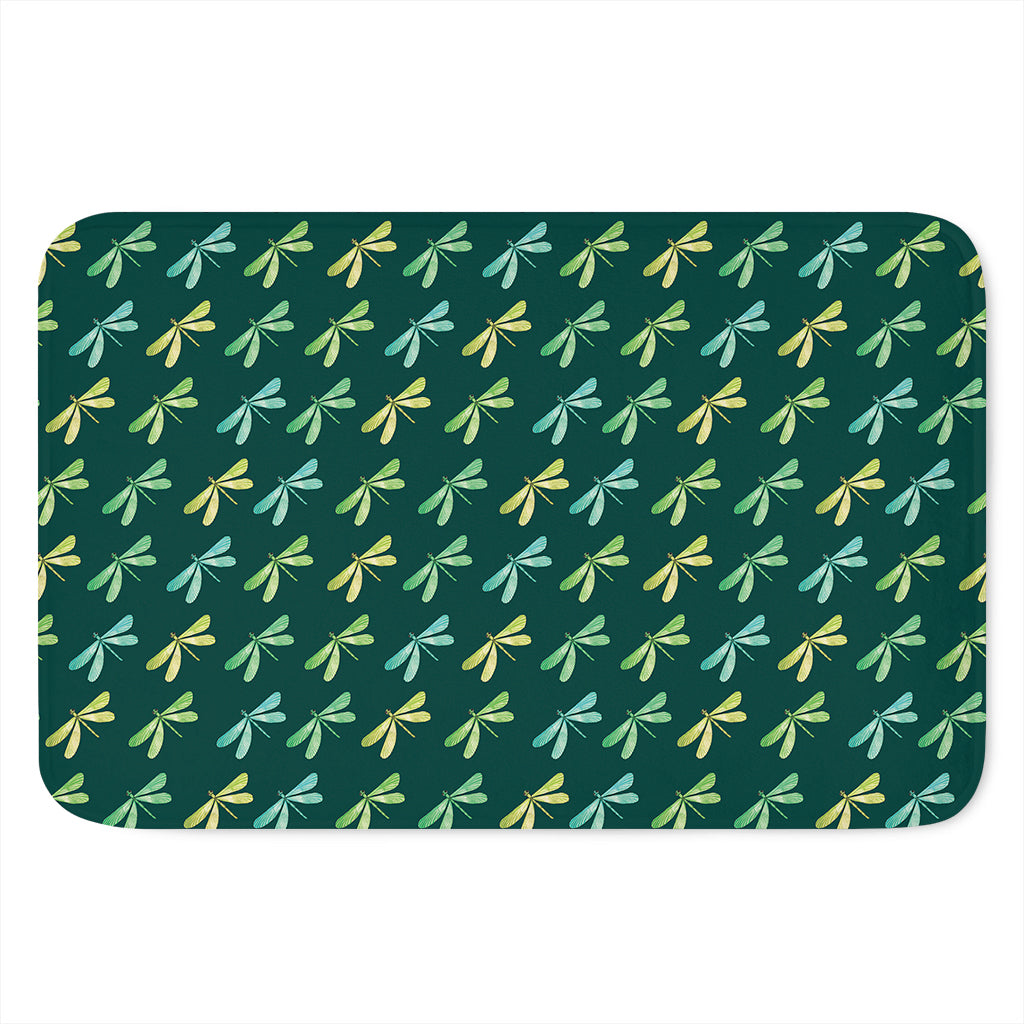 Green Dragonfly Pattern Print Indoor Door Mat