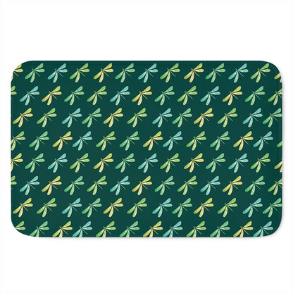 Green Dragonfly Pattern Print Indoor Door Mat