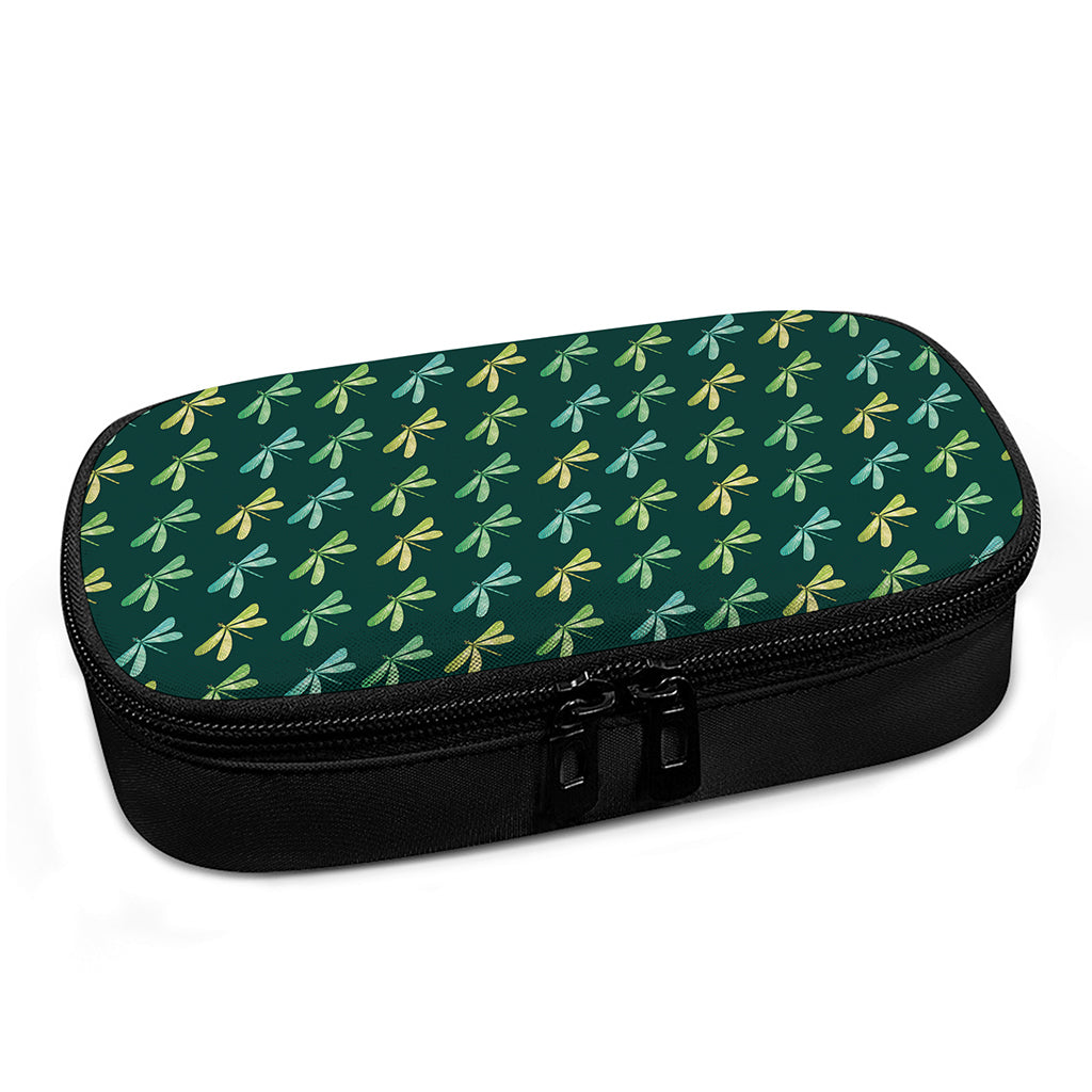 Green Dragonfly Pattern Print Insulin Cooler Travel Case