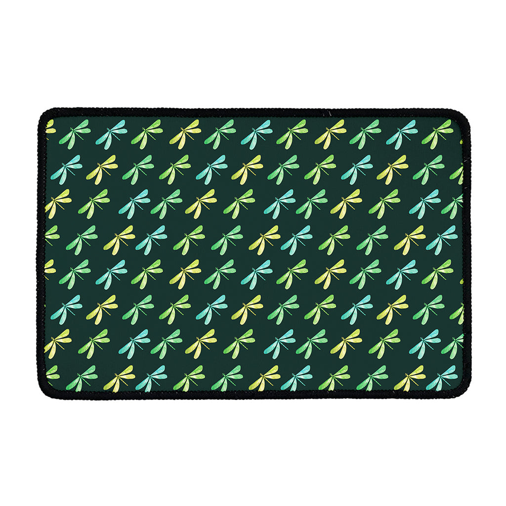 Green Dragonfly Pattern Print Kitchen Mat
