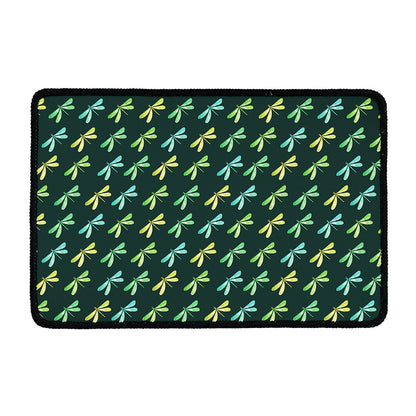 Green Dragonfly Pattern Print Kitchen Mat