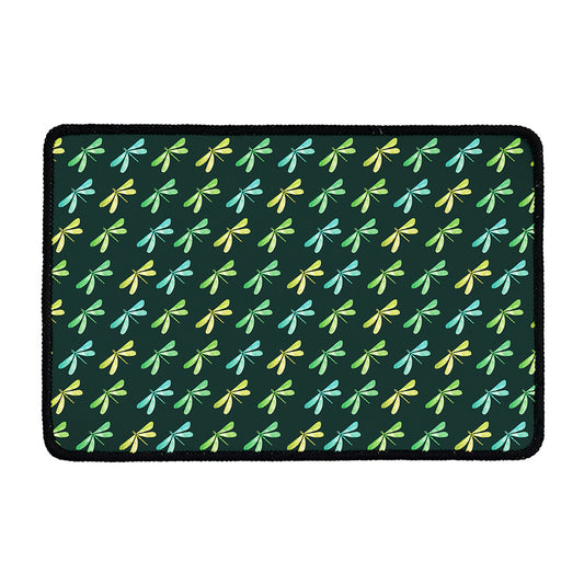 Green Dragonfly Pattern Print Kitchen Mat