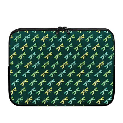 Green Dragonfly Pattern Print Laptop Sleeve