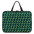 Green Dragonfly Pattern Print Laptop Sleeve With Handle